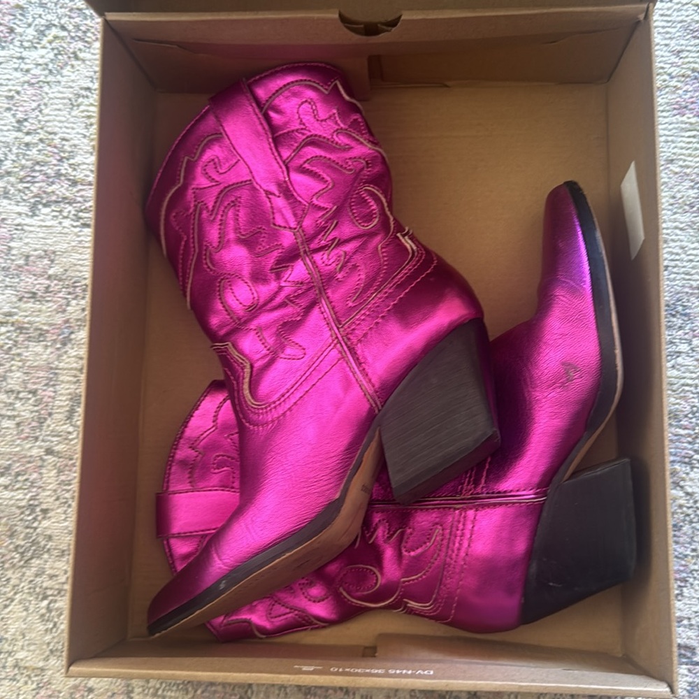 Electric pink cowboy boots